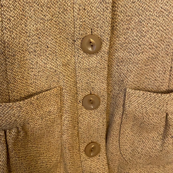 Anthropologie Tabitha Wool Blend Mustard Yellow Gold Tweed Short Sleeve Blazer - Picture 11 of 12